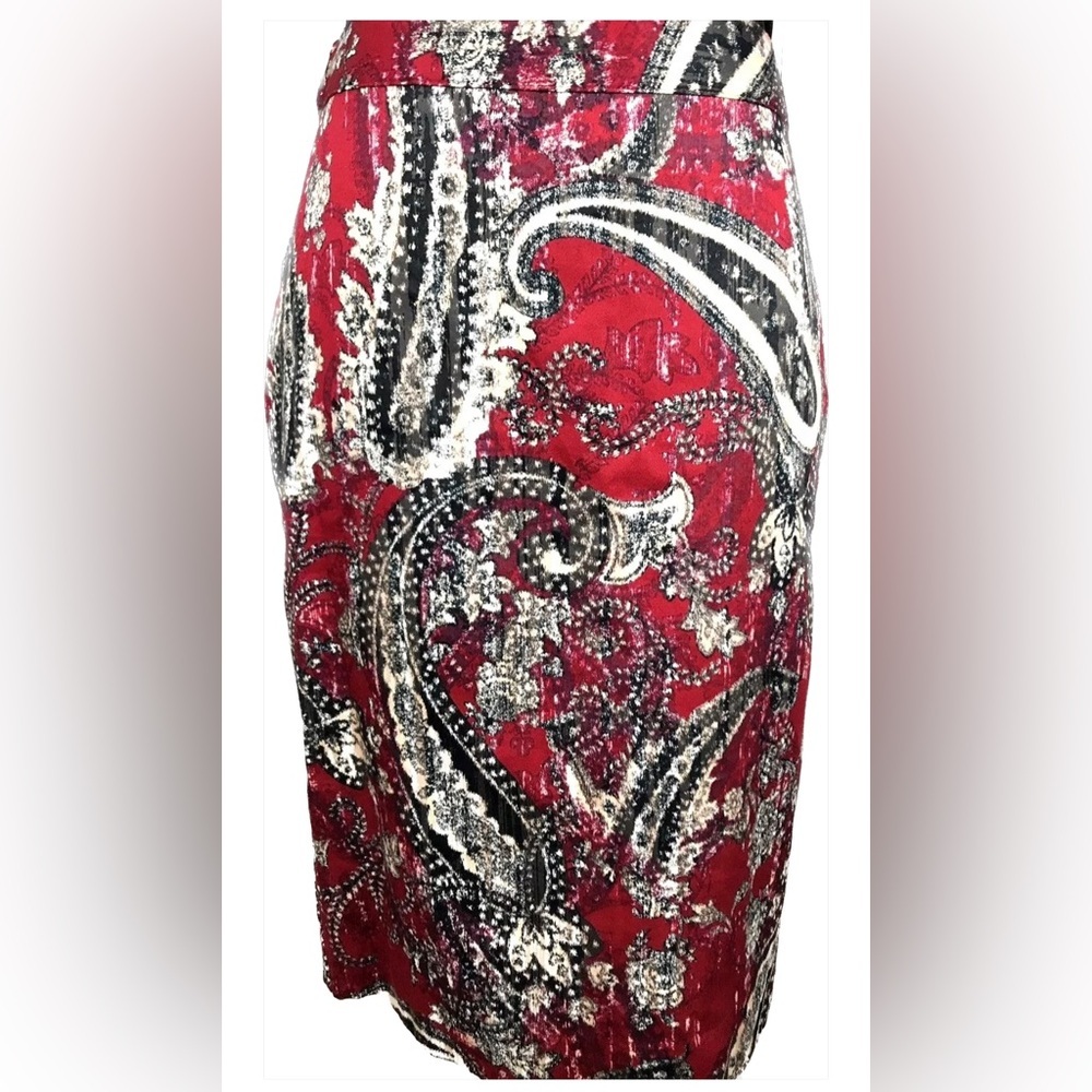 NWT Van Heusen Straight Pencil Paisley Skirt Size 8 Lined Cotton Knee-Length - Picture 4 of 8